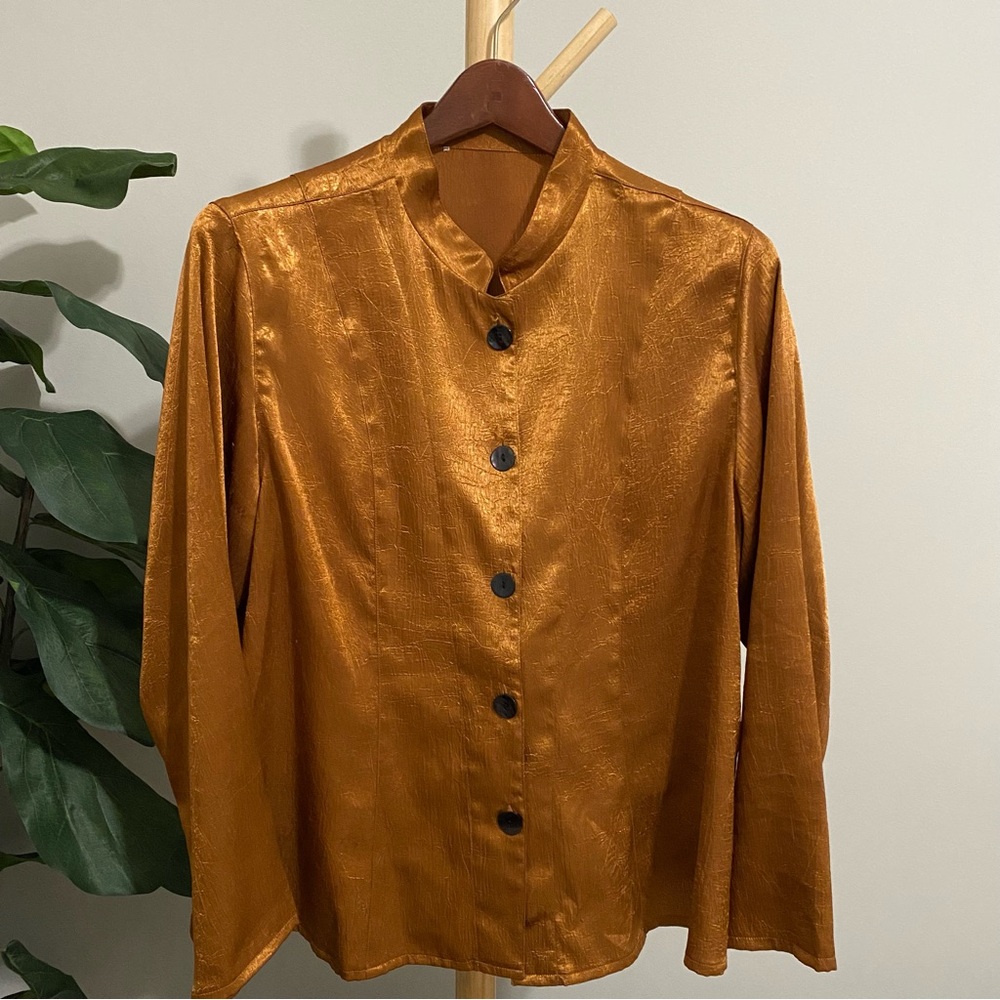 Elegant Gold Button-Up Blouse